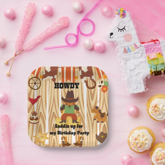 カウボーイテーマの誕生日 ペーパープレート (パーティー)