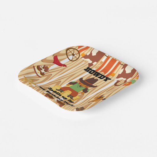 カウボーイテーマの誕生日 ペーパープレート (傾斜あり)