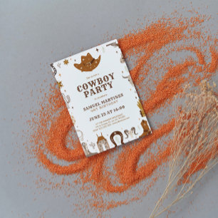 カウボーイテーマ子供の誕生日パーティー 招待状