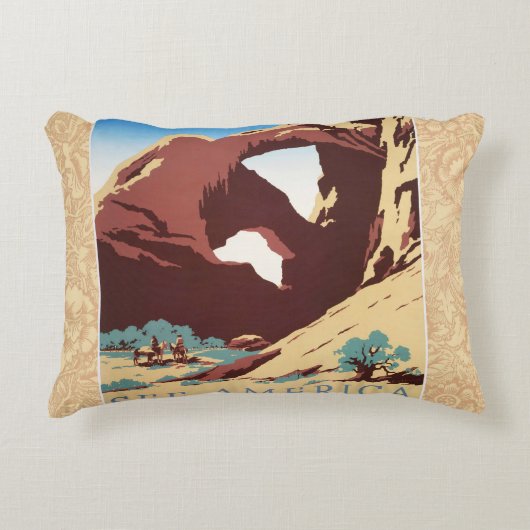 カウボーイデザートヴィンテージ西部馬 アクセントクッション (正面)
