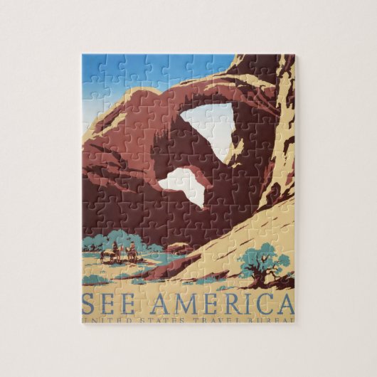 カウボーイデザートヴィンテージ西部馬 ジグソーパズル (縦)