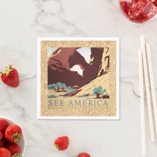 カウボーイデザートヴィンテージ西部馬 スタンダードカクテルナプキン (インサイチュ)