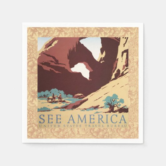 カウボーイデザートヴィンテージ西部馬 スタンダードカクテルナプキン (正面)