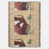 カウボーイデザートヴィンテージ西部馬 スローブランケット (正面縦)