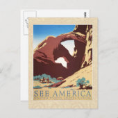 カウボーイデザートヴィンテージ西部馬 ポストカード (正面/裏面)