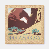 カウボーイデザートヴィンテージ西部馬 マグネット (正面)