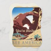 カウボーイデザートヴィンテージ西部馬 招待状 (正面/裏面)