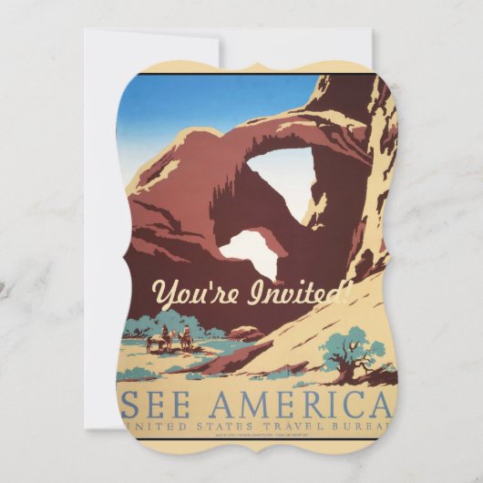 カウボーイデザートヴィンテージ西部馬 招待状 (正面)