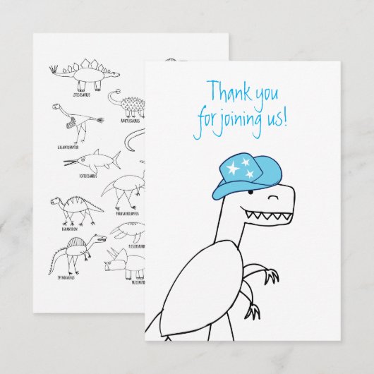 カウボーイトレックス恐竜子供の誕生日ありがとう サンキューカード (正面/裏面)