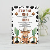 カウボーイハイランドカウマイ最初のロデオ1歳の誕生日 招待状 (スタンド正面)