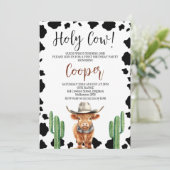 カウボーイハイランド牛の聖なる牛の誕生日 招待状 (スタンド正面)