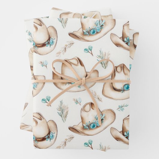 カウボーイハッツウェスタンターコイズジュエリー ラッピングペーパーシート (インサイチュ)