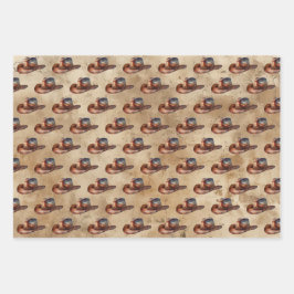 カウボーイハットが牛革ブーツ ラッピングペーパーシート