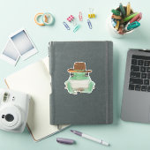 カウボーイハットでかわいいカエル シール (iPadカバー)