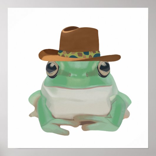 カウボーイハットでかわいいカエル ポスター (正面)