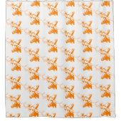 カウボーイハットでオレンジロングホーンのステア シャワーカーテン (正面)