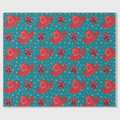 カウボーイハットとキャンディーキャンズクリスマスホリデーラップ ラッピングペーパー (フラット)