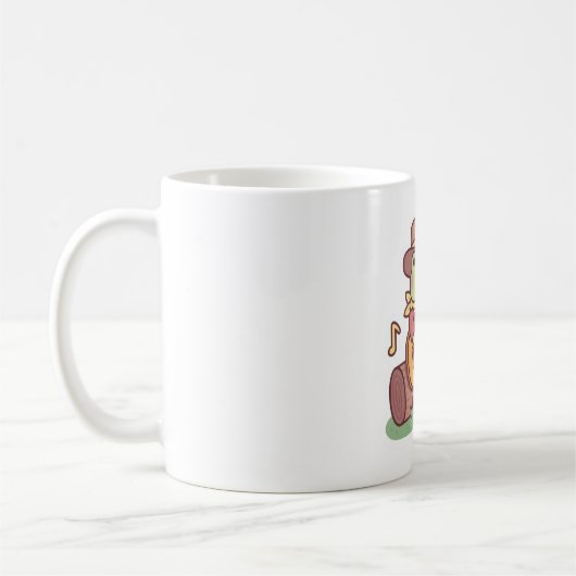 カウボーイハットとギターを持つかわいいカエル コーヒーマグカップ (左)