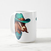 カウボーイハットとスタイリッシュバンダナを着たヤギ コーヒーマグカップ (正面左)