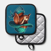 カウボーイハットとスタイリッシュバンダナを着たヤギ 鍋敷き (正面/裏面)