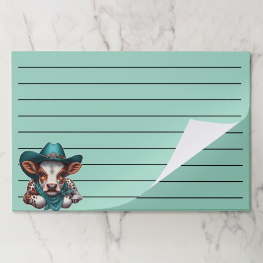 カウボーイハットとバンダナで愛らしい子牛 ペーパーパッド (折り畳み)