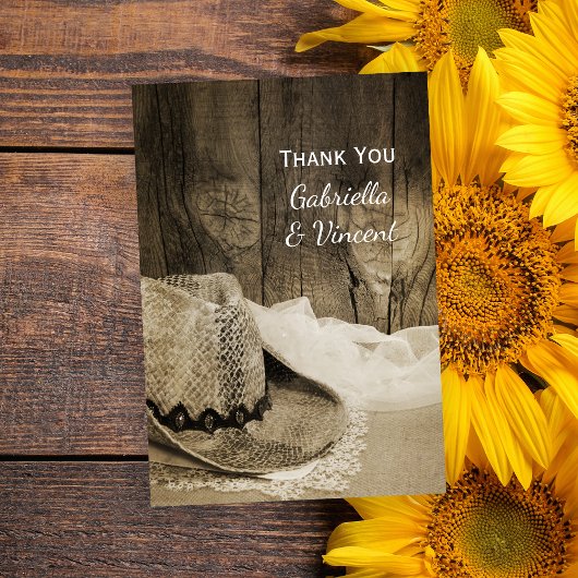 カウボーイハットとバーンウッドウェスタン結婚ズありがとう サンキューカード