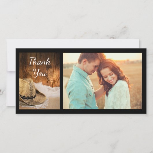 カウボーイハットとバーンウッドウェスタン結婚ズありがとう サンキューカード (正面)