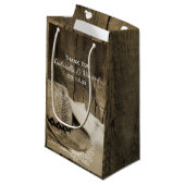 カウボーイハットとバーンウッドウェスタン結婚ズありがとう スモールペーパーバッグ (正面アングル)