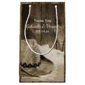 カウボーイハットとバーンウッドウェスタン結婚ズありがとう スモールペーパーバッグ (正面)