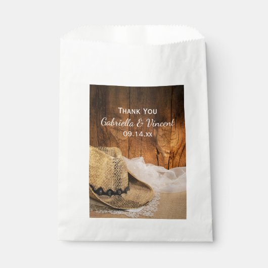 カウボーイハットとバーンウッドウェスタン結婚ズありがとう フェイバーバッグ (正面)