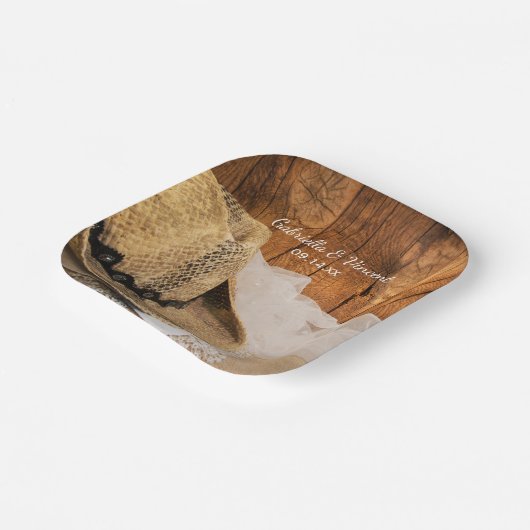 カウボーイハットとバーンウッドウェスタン結婚ズ ペーパープレート (傾斜あり)