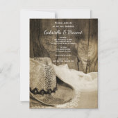 カウボーイハットとバーンウッドウェスタン結婚ズ マグネット招待状 (正面)