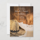 カウボーイハットとバーンウッドウェスタン結婚ズ マグネット招待状 (正面)