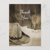 カウボーイハットとバーンドウッドカントリー結婚式 ポストカード (正面)