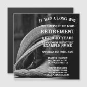 カウボーイハットとブーツを使用した退職発表 (正面/裏面)