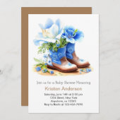 カウボーイハットとブーツ楽しい赤ちゃんシャワー 招待状 (正面/裏面)