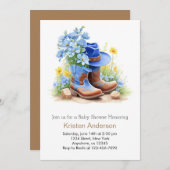 カウボーイハットとブーツ赤ちゃんシャワー 招待状 (正面/裏面)