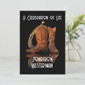 カウボーイハットとロープお祝いの人生の侵略 招待状 (スタンド正面)