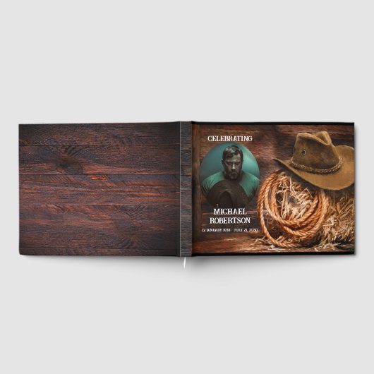 カウボーイハットと投げ縄お祝い ゲストブック (全面)