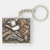 カウボーイハットと銃でワイルドウェスト キーホルダー (裏面)