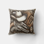 カウボーイハットと銃でワイルドウェスト クッション (裏面)