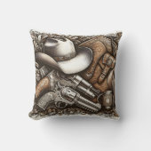 カウボーイハットと銃でワイルドウェスト クッション (正面)