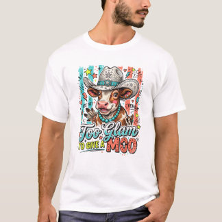 カウボーイハットのかわいい牛ビンテージ Tシャツ