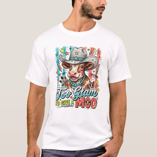 カウボーイハットのかわいい牛ビンテージ Tシャツ (正面)