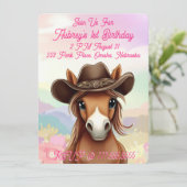 カウボーイハットのキュートな牝馬 誕生日おめでとう 招待状 (スタンド正面)
