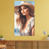 カウボーイハットのプレーリーの女の子 キャンバスプリント (インサイチュ (リビング))