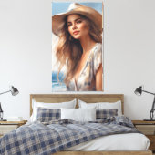 カウボーイハットのプレーリーの女の子 キャンバスプリント (インサイチュ (寝室))