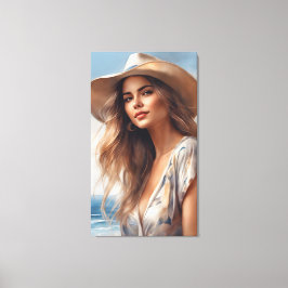 カウボーイハットのプレーリーの女の子 キャンバスプリント