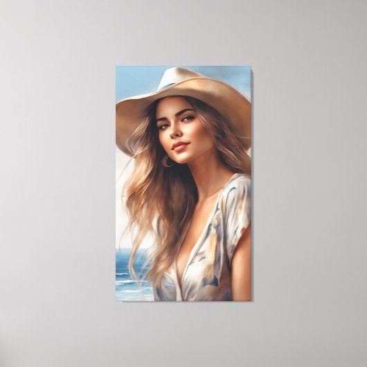 カウボーイハットのプレーリーの女の子 キャンバスプリント (正面)