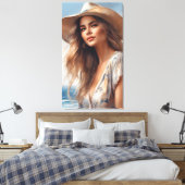 カウボーイハットのプレーリーの女の子 キャンバスプリント (インサイチュ (寝室))